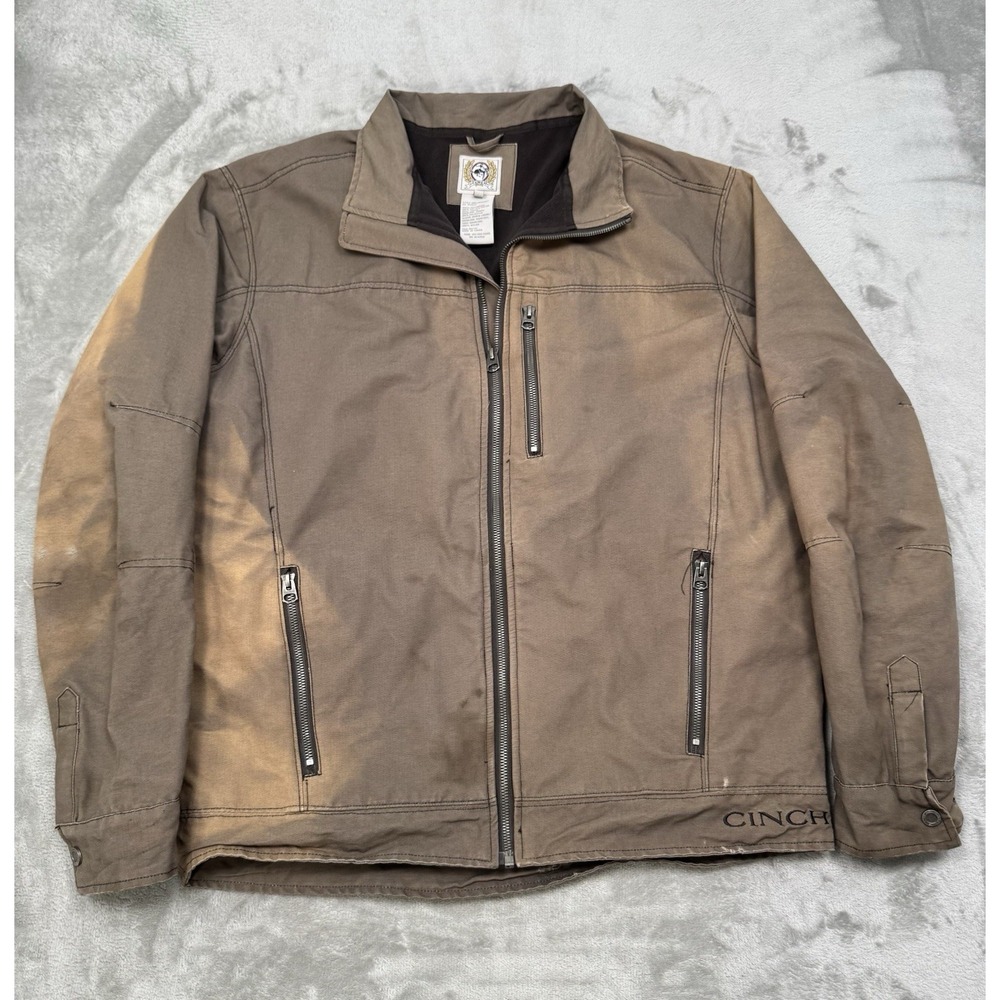 Cinch Jacket Mens Medium Dual Conceal Carry Bonded Fleece Distressed Western